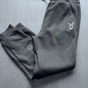 Black Joggers with Bunny Logo